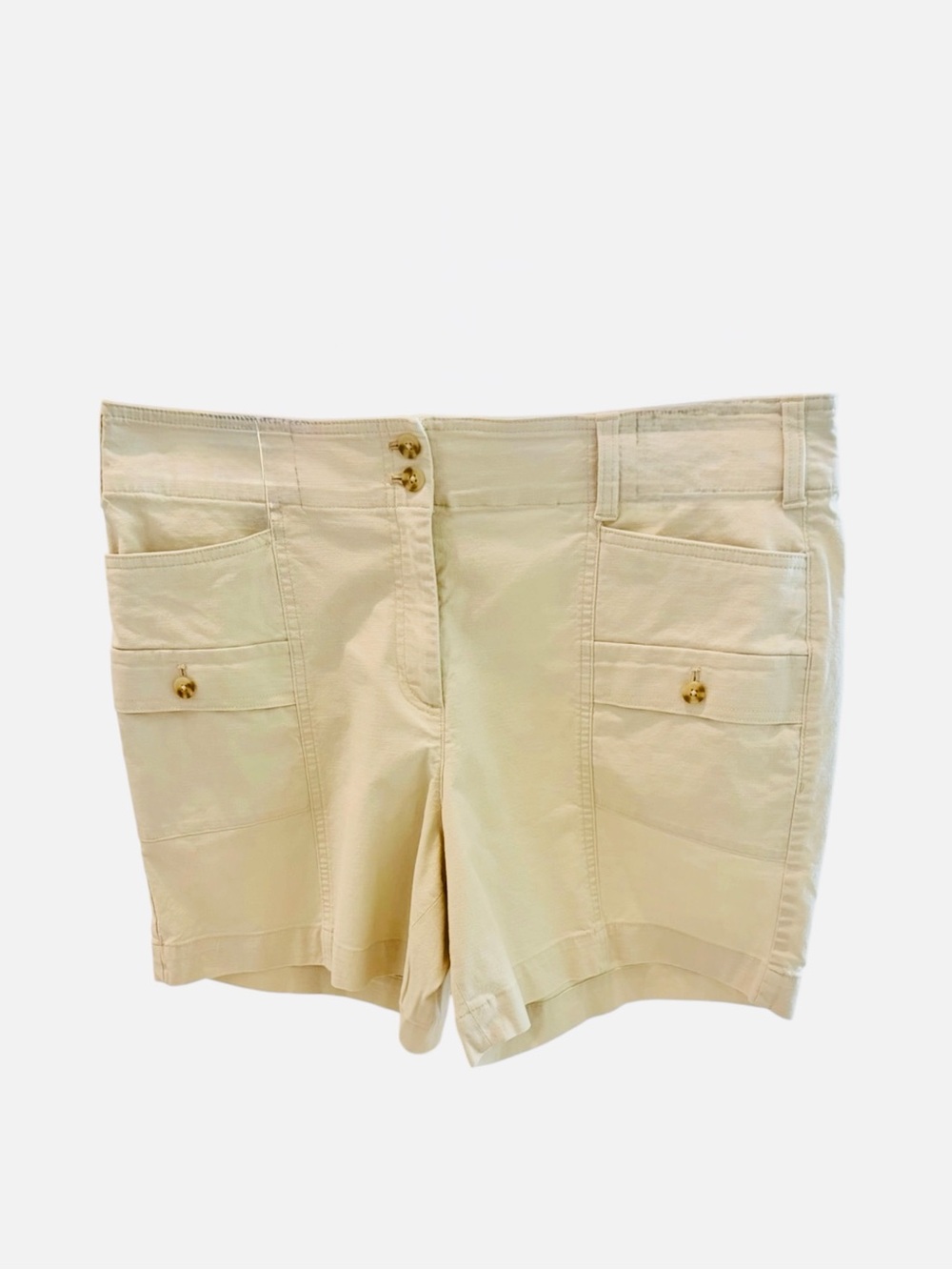 Talbots Shorts Soft Linen Blend Utility Shorts Size 12 Cotton Stretch EUC - Picture 2 of 6